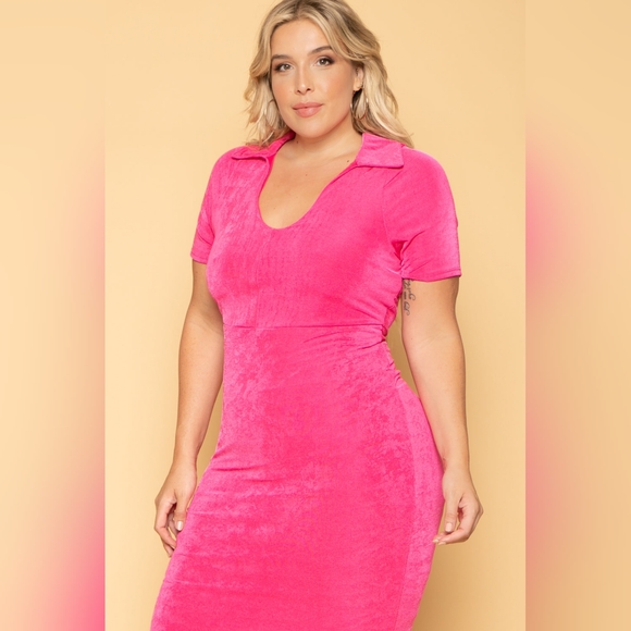 NEW NWOT CurvySense Plus Size Marilyn Slinky Dress Fuchsia Size 4XL - Picture 3 of 6
